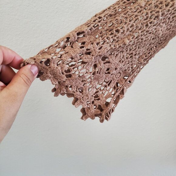 Bobeau Crochet Knit Top Small Brown Sheer Boho Floral Beachy Cover Up Festival - Picture 5 of 10